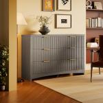 Marsail 6 Drawer Wooden Dresser with Smooth-Glide Drawers, Modern Storage Solution for Bedrooms, Living Rooms, and Hallways, Featuring Large Capacity and an Elegant Natural Wood Finish, Light Grey