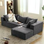Vamcheer Modular Sectional Sofa - Modern L Shaped Boneless Couch with Deep Seat, Upholstered Sectional Couches for Living Room, Bedroom, Office, No Assembly Required, Gray