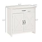 HOMCOM Farmhouse Sideboard Buffet Cabinet, Barn Door Coffee Bar Cabinet with Drawer and Adjustable Shelf for Kitchen, Living Room, Entryway, White Wash