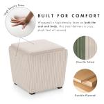 Furniture of America Lennox Modern Chenille 17-inch Square Storage Ottoman with Reversible Tray Top, Upholstered Footstool for Living Room, Bedroom, Entryway, Green