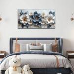 CPKATMT Flower Prints Wall Art for Living Room Blue and White Paintings for Wall Office Wall Decor for Bedroom Aesthetic Size 20" x 40"