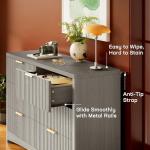 Marsail 6 Drawer Wooden Dresser with Smooth-Glide Drawers, Modern Storage Solution for Bedrooms, Living Rooms, and Hallways, Featuring Large Capacity and an Elegant Natural Wood Finish, Light Grey