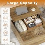 FABATO Lift Top Coffee Table, Wood Square Coffee Table with Storage, Farmhouse Coffee Tables with Hidden Storage Compartment, Center Table with Lifting Tabletop for Living Room, Home Office, Oak