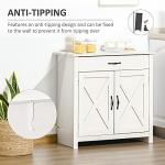 HOMCOM Farmhouse Sideboard Buffet Cabinet, Barn Door Coffee Bar Cabinet with Drawer and Adjustable Shelf for Kitchen, Living Room, Entryway, White Wash