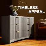 Marsail 6 Drawer Wooden Dresser with Smooth-Glide Drawers, Modern Storage Solution for Bedrooms, Living Rooms, and Hallways, Featuring Large Capacity and an Elegant Natural Wood Finish, Light Grey