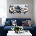 CPKATMT Flower Prints Wall Art for Living Room Blue and White Paintings for Wall Office Wall Decor for Bedroom Aesthetic Size 20" x 40"