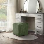 Furniture of America Lennox Modern Chenille 17-inch Square Storage Ottoman with Reversible Tray Top, Upholstered Footstool for Living Room, Bedroom, Entryway, Green