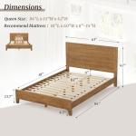 Cozyman Queen Bed Frame with Headboard, 100% Solid Acacia Wood Platform, 800lb Heavy Duty Support with 10 Reinforced Legs, Noise-Free No Box Spring Needed, Low-Profile Design, Dark Wood