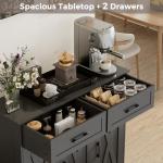 Homhedy Sideboard Buffet Cabinet, Coffee Bar Storage Cabinet with Drawers and Doors, Farmhouse Kitchen Cabinet with Adjustable Shelves, for Kitchen, Dining Room, Living Room, Black