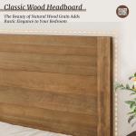 Cozyman Queen Bed Frame with Headboard, 100% Solid Acacia Wood Platform, 800lb Heavy Duty Support with 10 Reinforced Legs, Noise-Free No Box Spring Needed, Low-Profile Design, Dark Wood