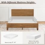 Cozyman Queen Bed Frame with Headboard, 100% Solid Acacia Wood Platform, 800lb Heavy Duty Support with 10 Reinforced Legs, Noise-Free No Box Spring Needed, Low-Profile Design, Dark Wood