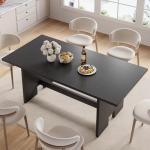 Jocoevol 63" Folding Dining Table for 4-6, Modern Dining Room Table with Large Foldable Tabletop, Wood Folding Table with Foldable Legs, Dinner Tables for Kitchen Dining Room (Black)