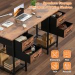 Sweetcrispy Computer Desk with Drawers, 47 Inch Home Office Bedroom Table with 4 Fabric Drawers & 2 Mesh Storage Shelves, Wood Table with X-Shaped Structure for Writing Study PC Desk, Brown