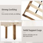 Cozyman Queen Bed Frame with Headboard, 100% Solid Acacia Wood Platform, 800lb Heavy Duty Support with 10 Reinforced Legs, Noise-Free No Box Spring Needed, Low-Profile Design, Dark Wood