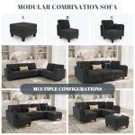 Dowiean Sectional Sleeper Sofa, 6 Seaters Modular Sleeper Sofa Couch, Comfy Sectionals Couches Bed, Convertible Sofas with Ottomans, Modular Sectional Couches for Living Room, Dark Grey