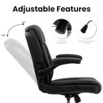 NEO Chair Office Desk Computer Chair Ergonomic Executive Mid-Back Leather Gaming Chair with Adjustable Flip-Up Armrests Wheels Swivel for Home Study Task (All Black)