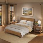 Cozyman Queen Bed Frame with Headboard, 100% Solid Acacia Wood Platform, 800lb Heavy Duty Support with 10 Reinforced Legs, Noise-Free No Box Spring Needed, Low-Profile Design, Dark Wood