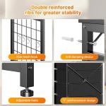 EnHomee 49.2" W Dresser for Bedroom with Hanging Rack 6 Drawers Dresser with LED Lights & Charging Station, Fabric Dressers & Chest of Drawers with 4 Hooks, Wooden Top, Grid Panel, Black