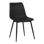 Armen Living Monte Mid Century Modern Dining Accent Chair for Table Kitchen Desk Vanity in Black Faux Leather with Black Metal Legs