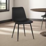 Armen Living Monte Mid Century Modern Dining Accent Chair for Table Kitchen Desk Vanity in Black Faux Leather with Black Metal Legs