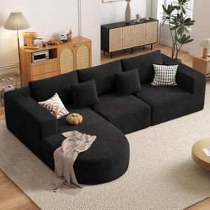 Boneless Couches for Living Room,Cloud Sectional Couch with L-Shape Chaise,Modern Modular Sofa with Deep Seat Upholstered Comfy Couches for Bedroom,No Assembly Required,1PCS