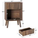 Nightstand, Modern Bedside Table with Storage Drawers and Open Wood Shelf, Night Stand with Solid Wood Legs, End Tables Side Tables for Living Room, Bedroom Walnut