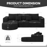 Boneless Couches for Living Room,Cloud Sectional Couch with L-Shape Chaise,Modern Modular Sofa with Deep Seat Upholstered Comfy Couches for Bedroom,No Assembly Required,1PCS