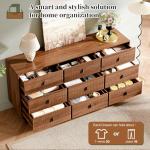 Chrangmay Modern Chest of Drawers with 9 Drawers,Deep Drawers,Clothes Organizer,Large Storage Cabinet for Living Room, Bedroom,Hallway,with Anti-Tipping Device, Walnut.
