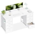 Casaottima 48 Inches Computer Desk with 8 Fabric Drawers, Modern Office Desk with Large Storage for Home Office, Study, White