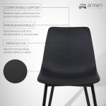 Armen Living Monte Mid Century Modern Dining Accent Chair for Table Kitchen Desk Vanity in Black Faux Leather with Black Metal Legs