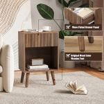Nightstand, Modern Bedside Table with Storage Drawers and Open Wood Shelf, Night Stand with Solid Wood Legs, End Tables Side Tables for Living Room, Bedroom Walnut