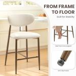 MALOL Bar Stools Set of 2, Counter Height bar stools, Kitchen Bar Stools with Backs, Modern Upholstered, Modern Bar Stools with Metal Legs for Kitchen Island, Counter, Beige