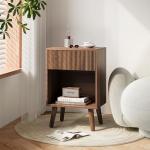 Nightstand, Modern Bedside Table with Storage Drawers and Open Wood Shelf, Night Stand with Solid Wood Legs, End Tables Side Tables for Living Room, Bedroom Walnut