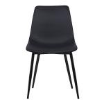 Armen Living Monte Mid Century Modern Dining Accent Chair for Table Kitchen Desk Vanity in Black Faux Leather with Black Metal Legs
