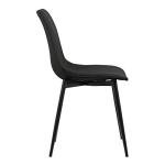 Armen Living Monte Mid Century Modern Dining Accent Chair for Table Kitchen Desk Vanity in Black Faux Leather with Black Metal Legs