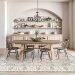 Washable Large 9x12 Area Rug - Living Room Oriental Non Slip Soft Rugs Indoor Low Pile Stain Resistant Carpet for Bedroom Dining Room Farmhouse Distressed Thin Home Decor Floor Mat (9x12 Beige)