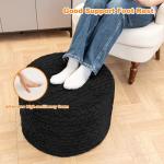Round Pouf Ottoman 20 x 20 x 14 Inches Boho Poof Home Decor Floor Pouffe Ottoman Foot Rest for Couch Sofa Bean Bag Chairs Living Room Bedroom (Black)