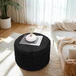 Round Pouf Ottoman 20 x 20 x 14 Inches Boho Poof Home Decor Floor Pouffe Ottoman Foot Rest for Couch Sofa Bean Bag Chairs Living Room Bedroom (Black)