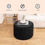 Round Pouf Ottoman 20 x 20 x 14 Inches Boho Poof Home Decor Floor Pouffe Ottoman Foot Rest for Couch Sofa Bean Bag Chairs Living Room Bedroom (Black)