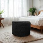 Round Pouf Ottoman 20 x 20 x 14 Inches Boho Poof Home Decor Floor Pouffe Ottoman Foot Rest for Couch Sofa Bean Bag Chairs Living Room Bedroom (Black)