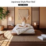 homary Japanese Style Queen Floor Bed Frame, 6.3" Low Profile Tatami Platform Bed with Carbon Steel Slats & Wood-Finished Metal Frame, No Box Spring Needed, Fits Queen Mattress 60" W x 80" L