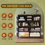 WLIVE Dresser for Bedroom with 10 Drawers, Fabric Dresser Chest of Drawers with Side Pockets and Hooks, Sturdy Metal Frame, Drawers Organizer Unit for Room, Hallway, Charcoal Black Wood Grain Print