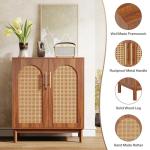 Tribesigns Set of 2 Rattan Sideboard Buffet with Storage, 59 Inch Accent Cabinet with Doors, Storage Cabinet for Dining Room, Living Room, Kitchen, Caramel Brown