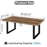 IBF Farmhouse Coffee Table, Modern Simple Wood Coffee Tables for Living Room, Industrial Minimalist Rectangle Center Table, Wood and Metal Tea Coffee Table for Home Office Bedroom, Rustic Oak, 39 in