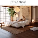 homary Japanese Style Queen Floor Bed Frame, 6.3" Low Profile Tatami Platform Bed with Carbon Steel Slats & Wood-Finished Metal Frame, No Box Spring Needed, Fits Queen Mattress 60" W x 80" L