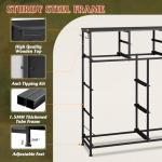 WLIVE Dresser for Bedroom with 10 Drawers, Fabric Dresser Chest of Drawers with Side Pockets and Hooks, Sturdy Metal Frame, Drawers Organizer Unit for Room, Hallway, Charcoal Black Wood Grain Print