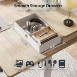 TIQLAB Standing Desk with Two Drawers, Stand Up Standing Desk Adjustable Height, Electric Sit Stand Table with Storage Shelf and Splice Board, 48 * 24 inch, Maple