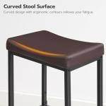 HOOBRO Bar Chairs, Set of 2 Counter Height Saddle Stools with Curved Surface, 24.8 Inches, 2.4" Thick Upholstery, for Kitchen and Dining Room, Brown and Black BC10BY01
