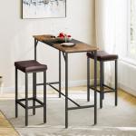 HOOBRO Bar Chairs, Set of 2 Counter Height Saddle Stools with Curved Surface, 24.8 Inches, 2.4" Thick Upholstery, for Kitchen and Dining Room, Brown and Black BC10BY01