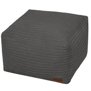 MeMoreCool Square Stuffed Pouf Ottoman Foot Rest, Stripe Furry Floor Pouf Foot Stool with Foam Chunk Filling, Soft Fluffy Stuffed Ottoman Footrest for Living Room, Corduroy Grey